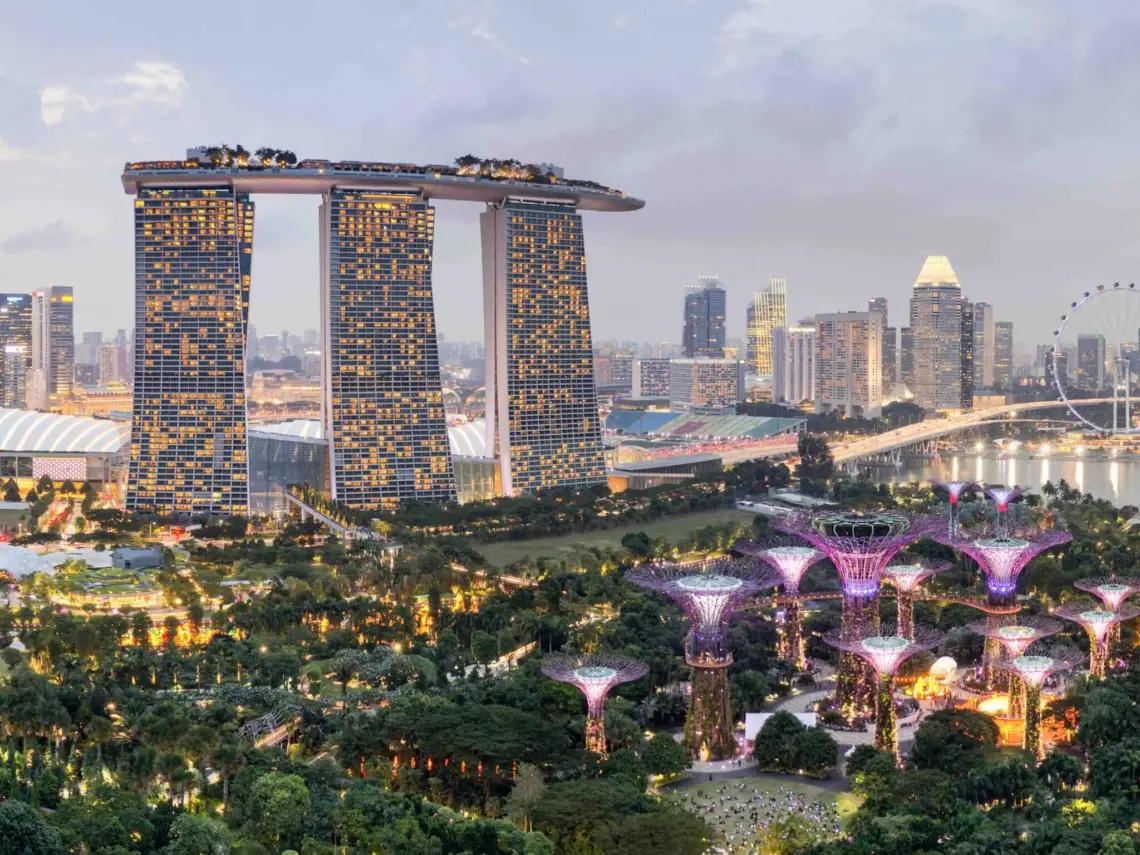 Vista de Singapur junto a la bahía